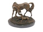 Figurine - Horse with foal - Bronze, Marbre