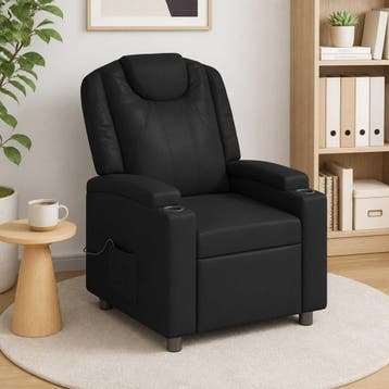 vidaXL Massage-relaxfauteuil Zwart 75 x 95 x 106 cm Stof, Huis en Inrichting, Verzenden, Nieuw