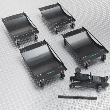 Datona Automover set van 4 stuks en krik - Datona - Zwart, Auto diversen, Krikken, Ophalen of Verzenden, Nieuw