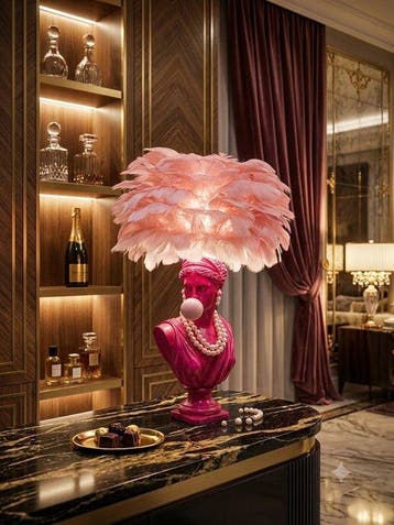 Lampe de table avec figurine - Résine - Lampe artisanale pop, Nieuw