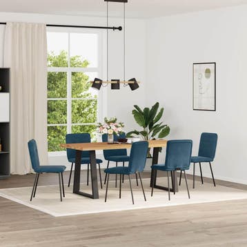 vidaXL Eetkamerstoelen 6 st fluweel blauw, Verzenden, Nieuw