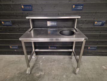 Werktafel | prullenbak gat | RVS | 120cm | horeca