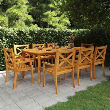vidaXL 9-delige Tuinset massief acaciahout, Verzenden, Nieuw, Tuinset