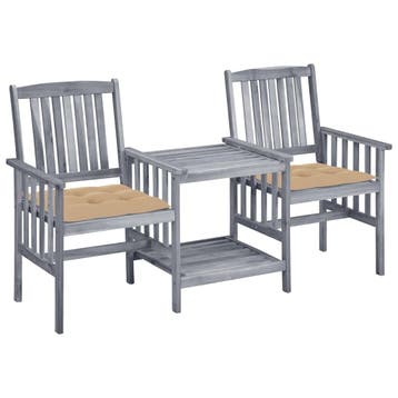 vidaXL Tuinstoelen met tafeltje en kussens massief, Verzenden, Nieuw