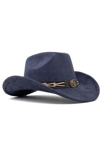 KIMU® Cowboyhoed Donkerblauw Gevlochten Band Verstelbaar t/m, Ophalen of Verzenden, Nieuw