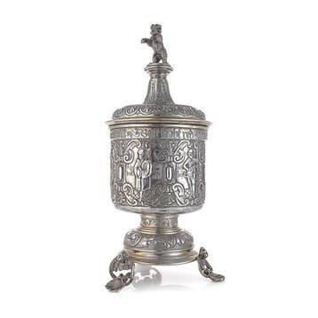 Pinakel - German Silver Figural Covered Cup with Bear
