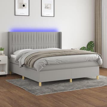 vidaXL Boxspring met matras en LED stof lichtgrijs 160x200, Verzenden, Nieuw