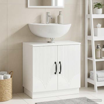 vidaXL Wastafel kabinet voor de badkamer HOORN Hoogglans Wit, Verzenden