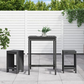 vidaXL 3-delige Tuinbarset massief grenenhout grijs, Tuin en Terras, Verzenden, Nieuw