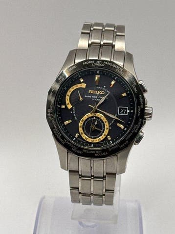 Seiko - Brightz Radio Wave Control Solar World Time - Sans, Handtassen en Accessoires, Horloges | Antiek
