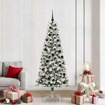 vidaXL Kunstmatige Hinged Kerstboom 300 LEDs Groen en Wit, Verzenden, Nieuw