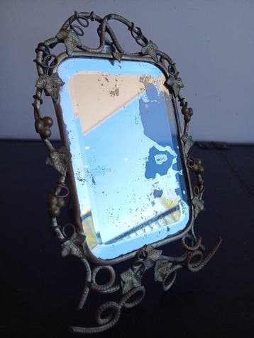 Spiegel - Glas, Messing - Geen reserveprijs!
