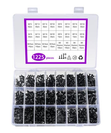 Zwarte boutjes en moertjes (M2, M3, M4, M5, 1225 stuks), Verzenden, Nieuw