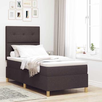 vidaXL LED Box Spring Bed met hoofdeinde Donkerbruin 80 x, Verzenden