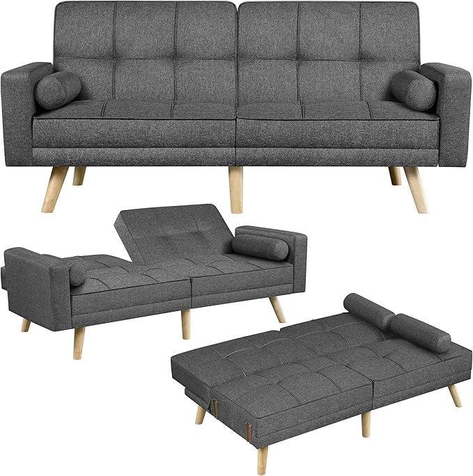 2dekans | Yaheetech Slaapbank Donkergrijs – 3-in-1 Vouwbank, Maison & Meubles, Chambre à coucher | Canapés-lits, Enlèvement ou Envoi
