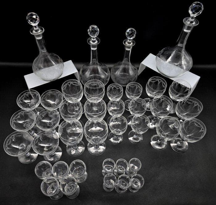 Drinkservies (38) - Kristal - Volledige dienstverlening, Antiek en Kunst, Antiek | Glaswerk en Kristal