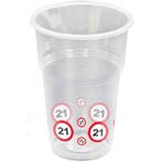Bekers 21 Jaar Verkeersbord Plastic 350ml 8st, Verzenden, Nieuw