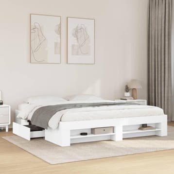 vidaXL Bedframe zonder matras 180x200 cm spaanplaat wit, Verzenden, Nieuw