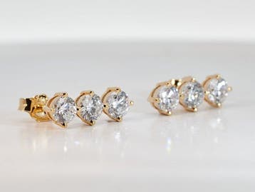 Zonder minimumprijs - Oorbellen - 14 karaat Geel goud -, Handtassen en Accessoires, Nieuw