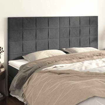 vidaXL Hoofdbord donkergrijs 200x5x118/128 cm Fluweel, Verzenden, Nieuw