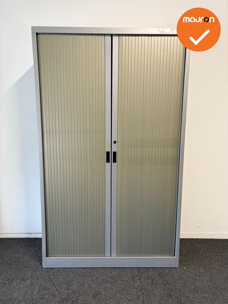 Roldeurkast S - B-keuze - 195x120x45 - Zilvergrijs met koper, Articles professionnels, Aménagement de Bureau & Magasin | Mobilier de bureau & Aménagement