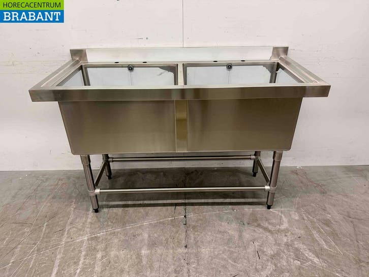 RVS Spoeltafel Vogue CF406 Dubbele spoelbakken 141 cm Horeca, Zakelijke goederen, Horeca | Meubilair en Inrichting, Ophalen of Verzenden