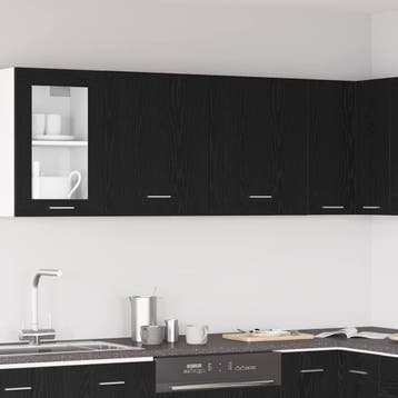 vidaXL Hangkast Lyon 2 st Zwart Eiken Bewerkt hout, Verzenden, Nieuw