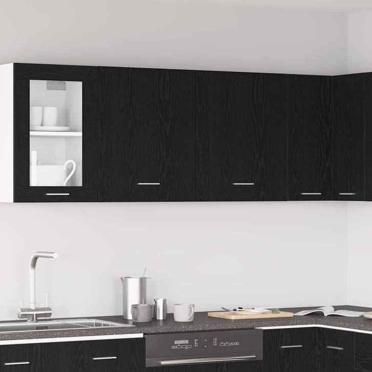 vidaXL Hangkast Lyon 2 st Zwart Eiken Bewerkt hout, Huis en Inrichting, Kasten | Overige, Nieuw, Verzenden