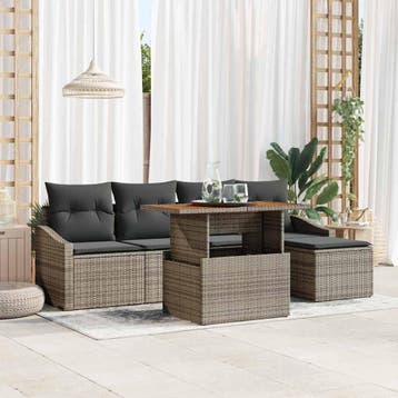 vidaXL Tuinbank Set 6 st Grijs en Bruin, Tuin en Terras, Verzenden, Nieuw