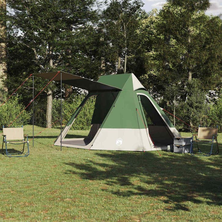 vidaXL Camping Tent met dak met opslag Groen 482 x 360 x 227, Caravanes & Camping, Tentes, Envoi