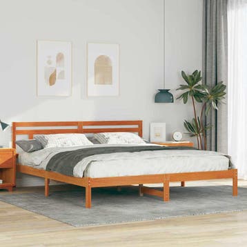 vidaXL Bedframe met hoofdeinde Bruin Grenenhout, Verzenden, Nieuw