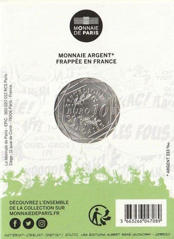 France. 10 Euro 2022 Asterix und Obelix - Sensibilite (Sans