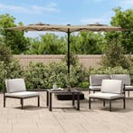 vidaXL Parasol dubbel dak met LEDs 316x145 cm taupe, Verzenden, Nieuw