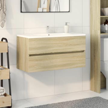 vidaXL Wastafelkast 90x38,5x45 cm spaanplaat sonoma, Verzenden