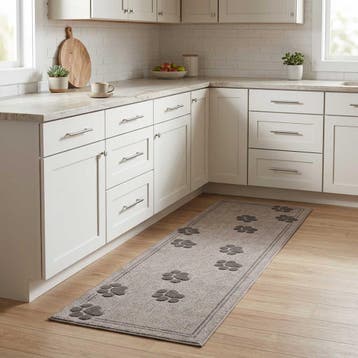 vidaXL Keuken Tapijt Grijze poten 180 x 60 cm 100% Polyamide, Jardin & Terrasse, Paillassons, Verzenden