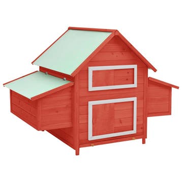 vidaXL Kippenhok 150x96x110 cm massief vurenhout rood en wit, Verzenden
