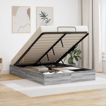 vidaXL Ottoman Bedframe met opslag Grijze Sonoma 203 x 140 x, Verzenden, Nieuw