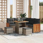 vidaXL Tuinbank Set 8 pcs Grijs Poly Riet en Poedergecoat, Verzenden, Nieuw