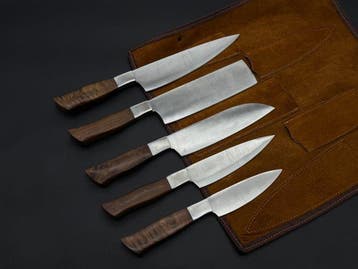 Japanese Style Kitchen Knife SET With Leather BAG Included -, Antiek en Kunst, Antiek | Keukengerei