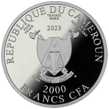 Cameroun. 2000 Francs 2023 Anubis 2 oz Black Proof (.999)