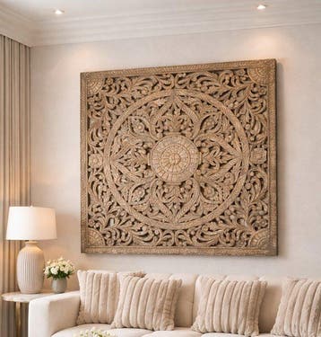 Wanddecoratie - XXL - 150x150cm Mandala Panel - India, Antiek en Kunst