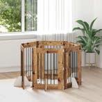 vidaXL Hondenhek met standaarden 6 pcs Oud hout 60 x 80 cm, Verzenden