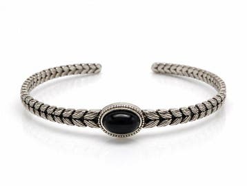 Sans prix de réserve - Bracelet Argent Onyx - Bracelet en