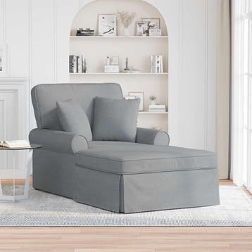 vidaXL Chaise Lounge met Rok 3 st Lichtgrijs Stof 91 x 157 x, Huis en Inrichting, Verzenden, Nieuw