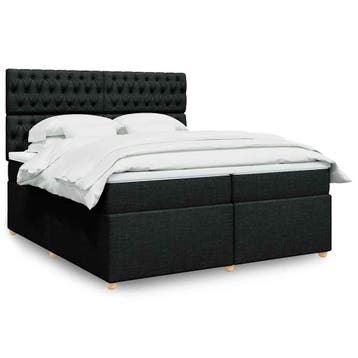 vidaXL Boxspring met matras stof zwart 200x200 cm, Verzenden, Nieuw