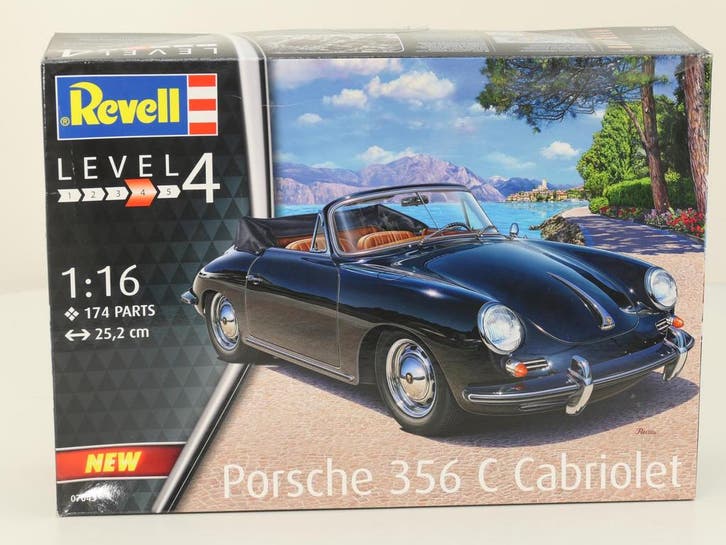 Schaal 1:16 Revell 07043 Porsche 356 C Cabriolet bouwpakk..., Hobby en Vrije tijd, Modelauto's | Overige schalen, Zo goed als nieuw