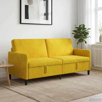 vidaXL Sofa met Opbergruimte Geel 192 x 78 x 87 cm Polyester, Huis en Inrichting, Verzenden, Nieuw