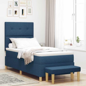 vidaXL Boxspring bed met kussen met hoofdeinde Blauw 200 x, Huis en Inrichting, Slaapkamer | Bedden, Verzenden, Nieuw