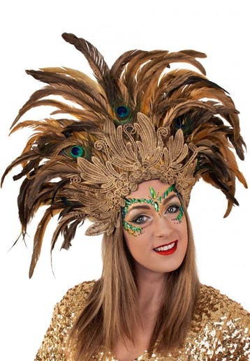 KIMU® Grote Verentooi Bruin Pauwenveren Burlesque Hoofdtooi, Kleding | Dames, Ophalen of Verzenden, Nieuw
