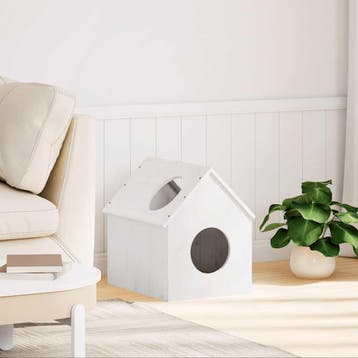 vidaXL Kattenhuis 41x50x50 cm massief grenenhout wit, Verzenden, Nieuw